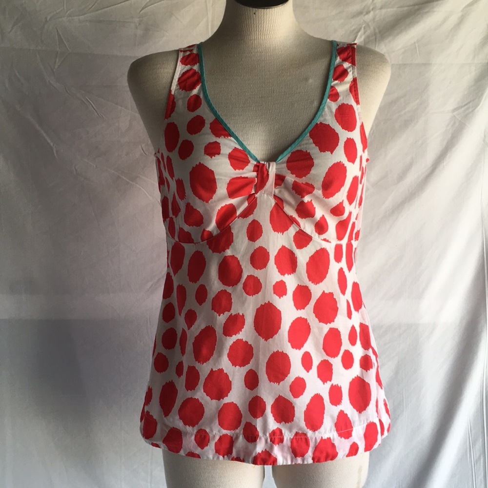 Boden white cotton top with red spots Sz US6